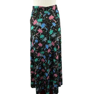 Luluroe Maxi Skirt Black Floral Print  NWT Size XS